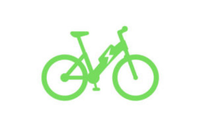 Electric bicycle icon, e-bike isolated on white